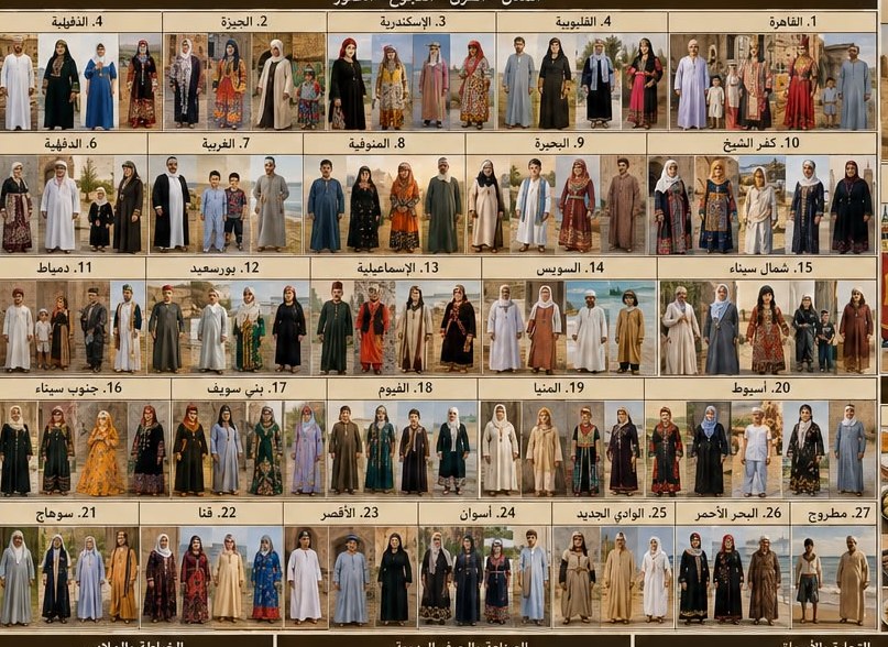 Traditional Egyptian dress of all 27 governorates