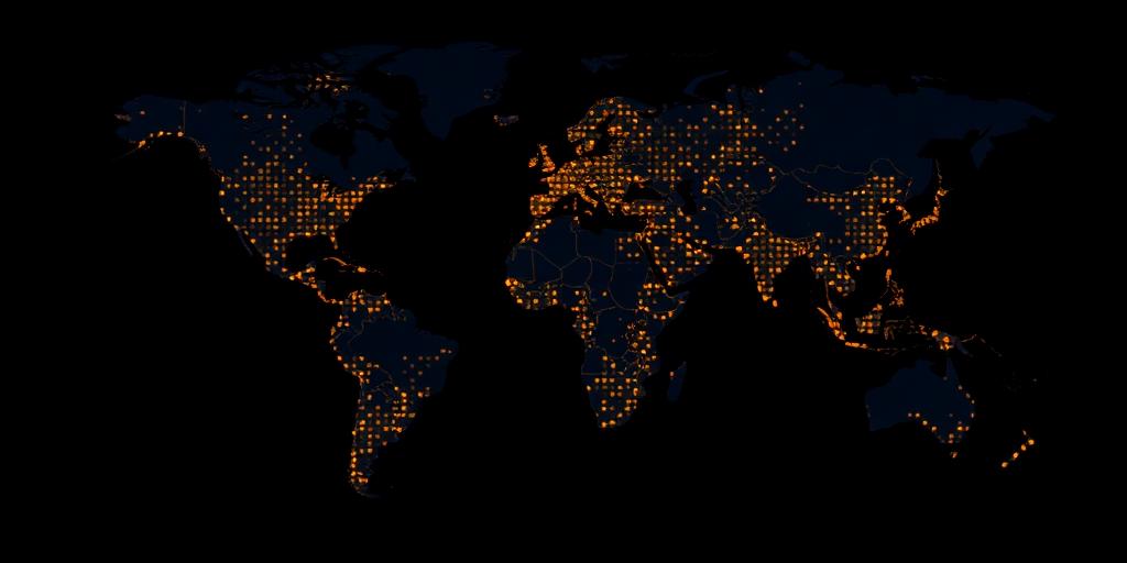 Illustrative world map of visitor origins
